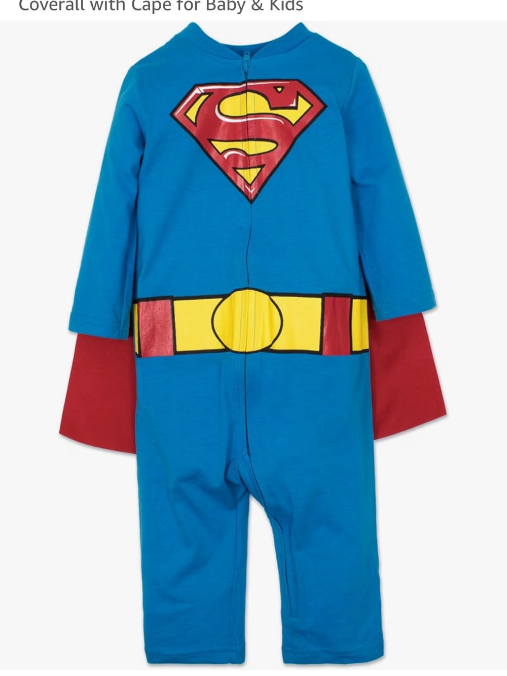 Superman Blue Kids Costume onesie with removable Cape